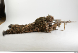 Frankie Perry In Ghillie Lying with Gun 